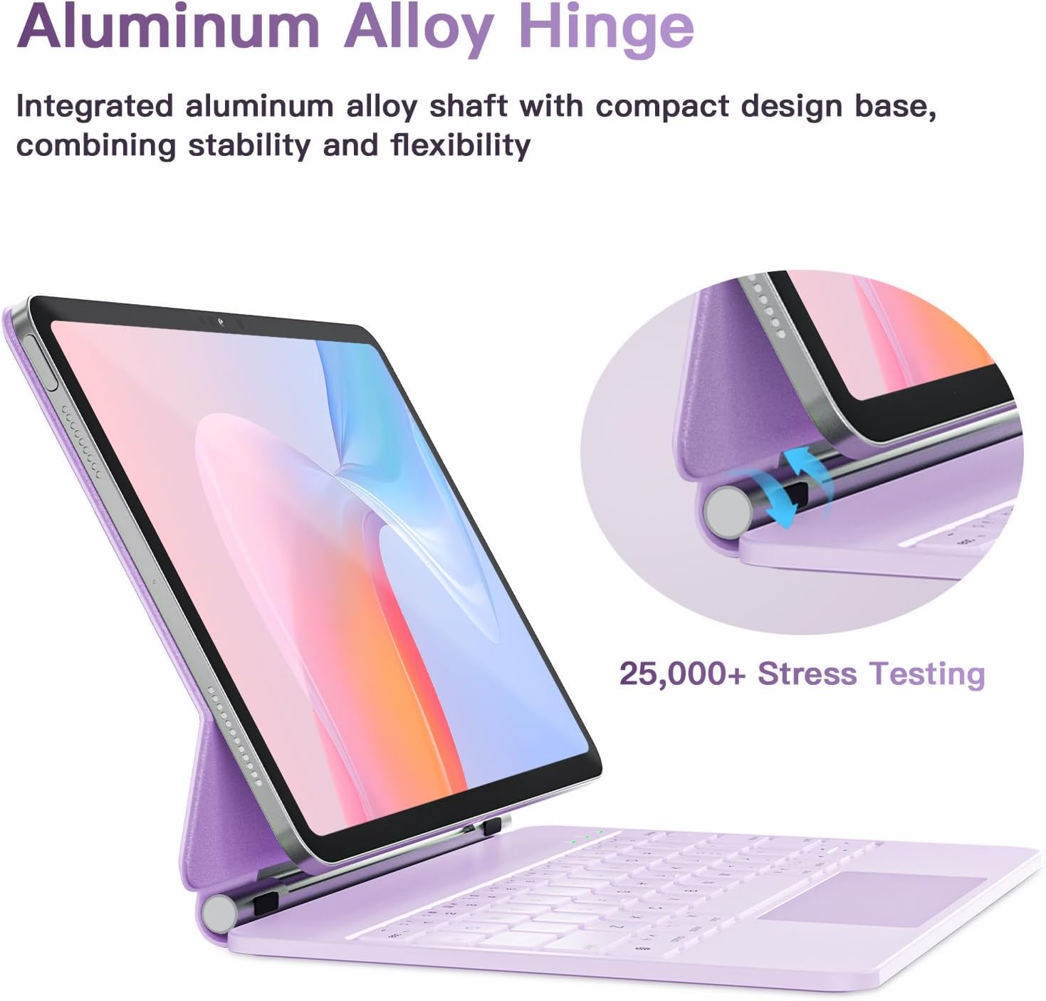 Teclado tipo Magic con trackpad para iPad Air y Pro 11 pulgadas, retroiluminado, resistente a manchas, soporte magnético, diseño compacto, color morado 💜✨ - Imagen 3