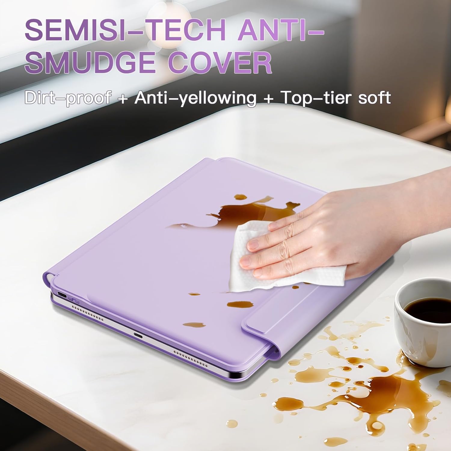 Teclado tipo Magic con trackpad para iPad Air y Pro 11 pulgadas, retroiluminado, resistente a manchas, soporte magnético, diseño compacto, color morado 💜✨ - Imagen 5