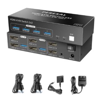 Conmutador HDMI de doble monitor 4K para 2 computadoras con USB 3.0 y control remoto 🎮🖥️