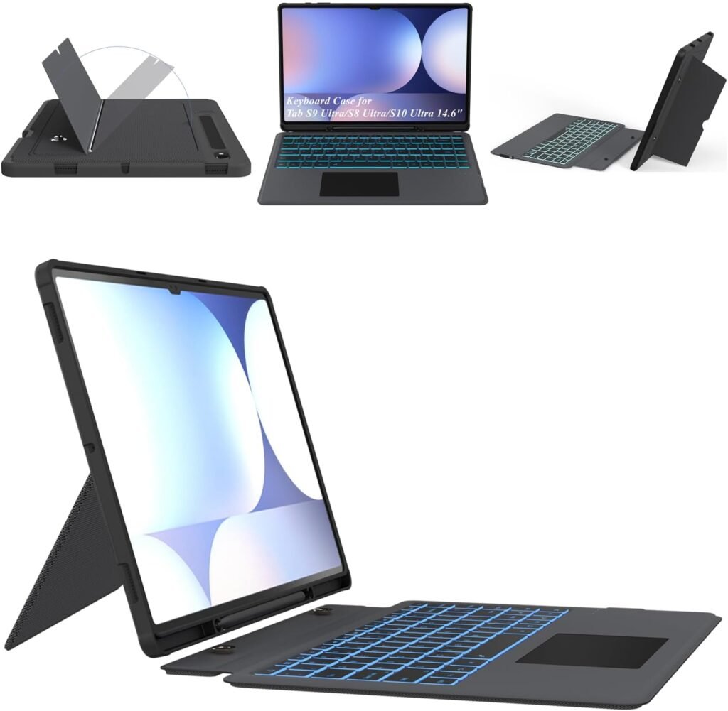 Keyboard Case con Touchpad y Retroiluminación para Galaxy Tab S10/S9/S8 Ultra 14.6"