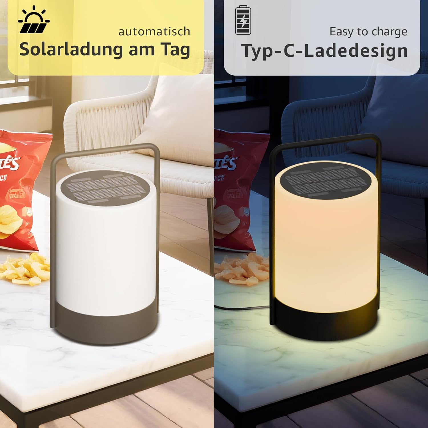 Lámpara LED Solar Recargable para Exterior con Luz Cálida y RGB 🌈☀️ - Imagen 6