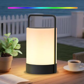 Lámpara LED Solar Recargable para Exterior con Luz Cálida y RGB 🌈☀️