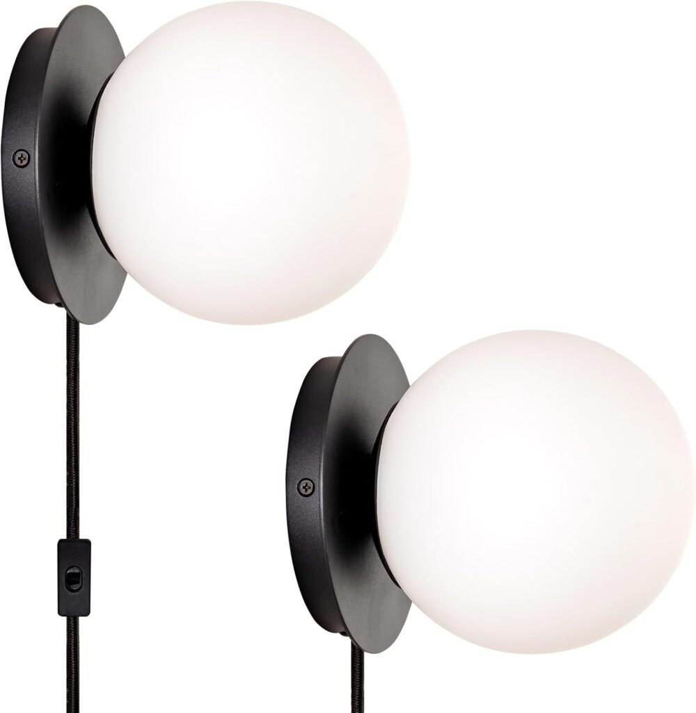 Lámparas de Pared Modernas con Globo de Vidrio Blanco Opalino (Set de 2) 🔌💡