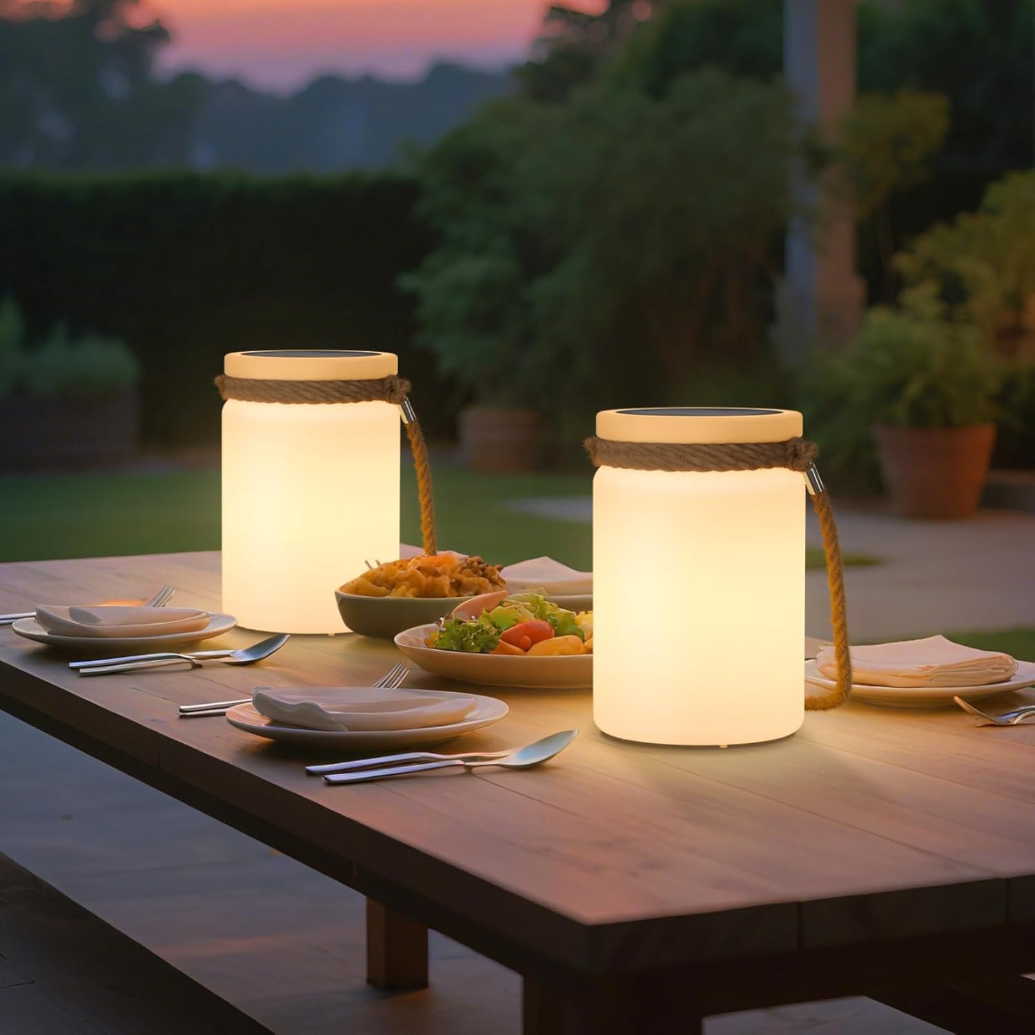 Set de 2 Lámparas Solares Recargables RGB para Mesa o Terraza 🌞🌈 - Imagen 3