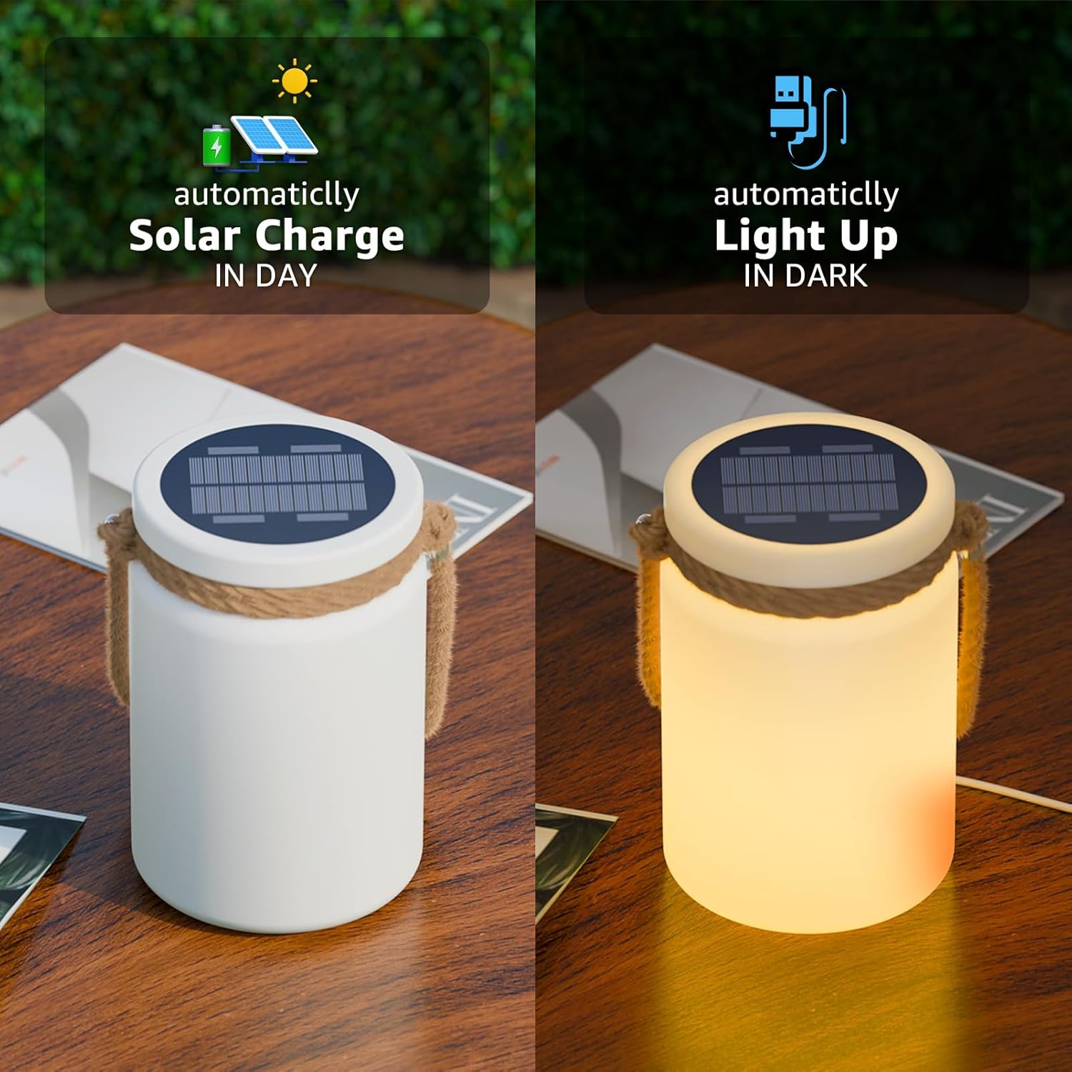 Set de 2 Lámparas Solares Recargables RGB para Mesa o Terraza 🌞🌈 - Imagen 5