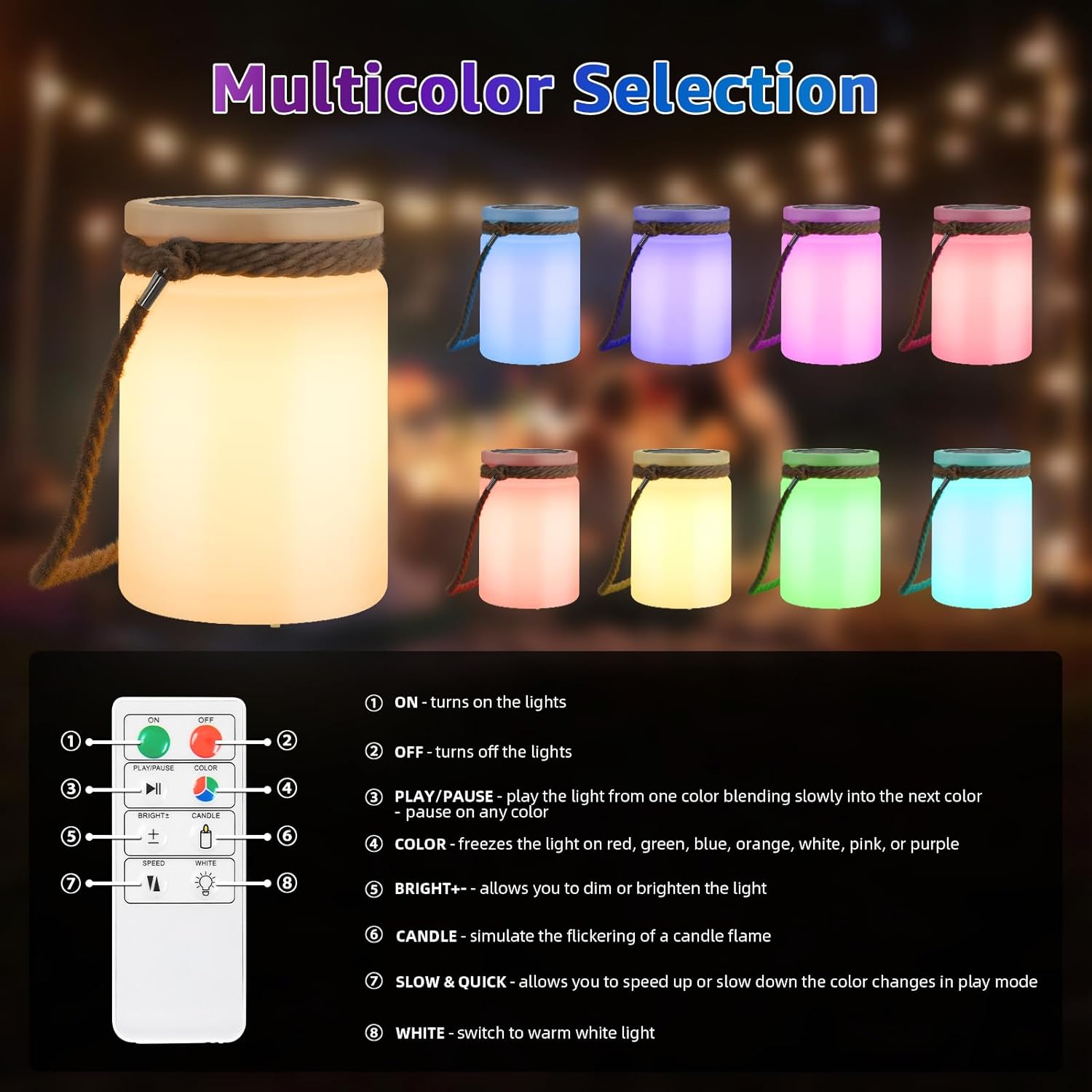 Set de 2 Lámparas Solares Recargables RGB para Mesa o Terraza 🌞🌈 - Imagen 7