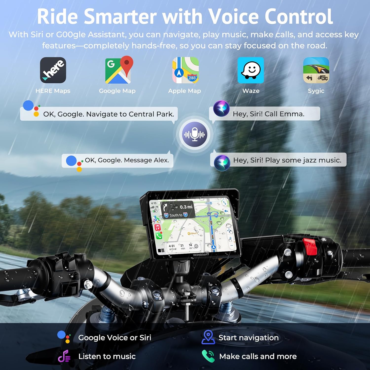 Pantalla impermeable para moto con CarPlay y Android Auto + Bluetooth + GPS + EQ 🎯🏍️ - Imagen 5