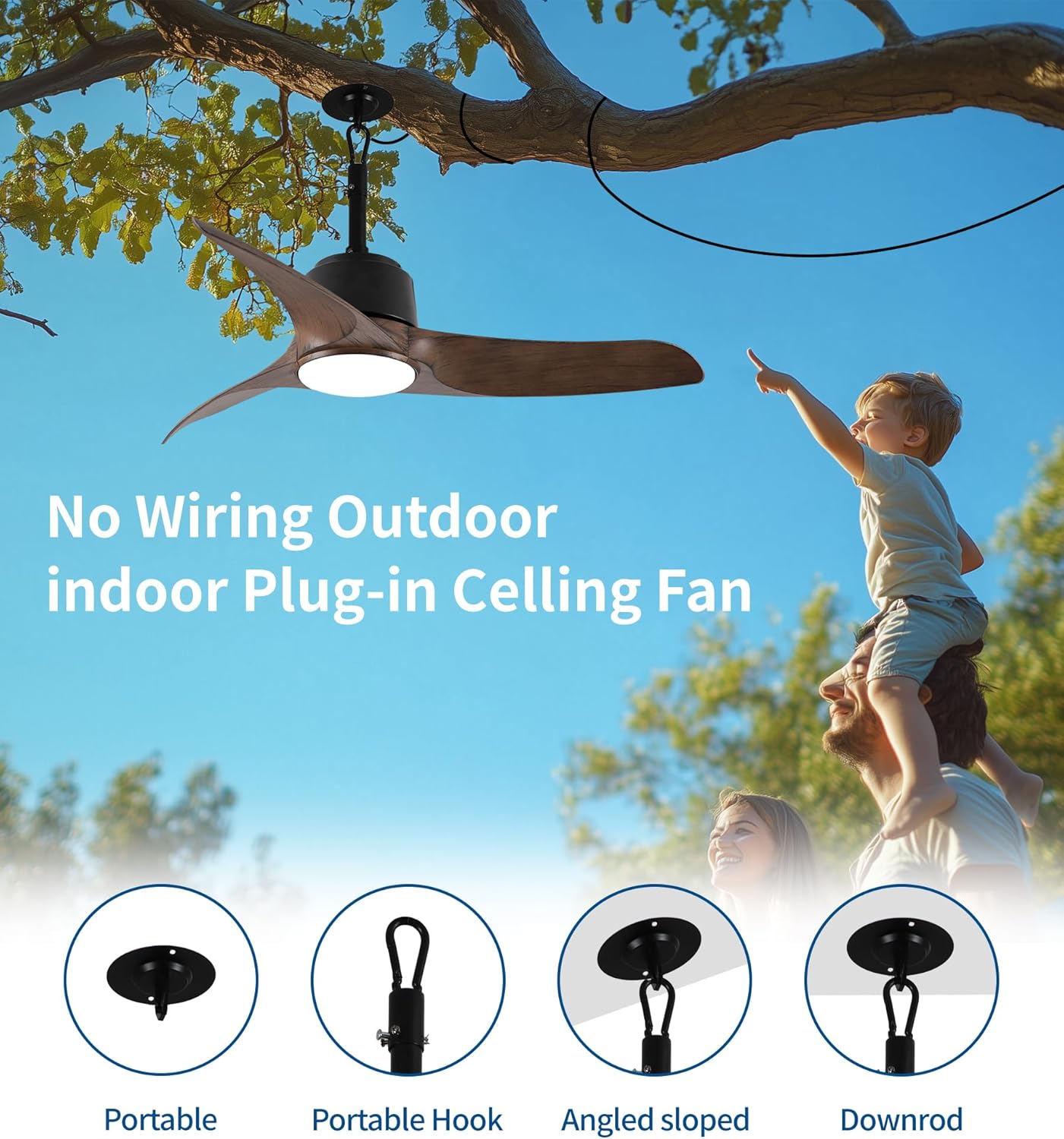 Ventilador de Techo Exterior 42" con Luz LED y Control Remoto – Motor DC Reversible IP66 🌧️🍃 - Imagen 2