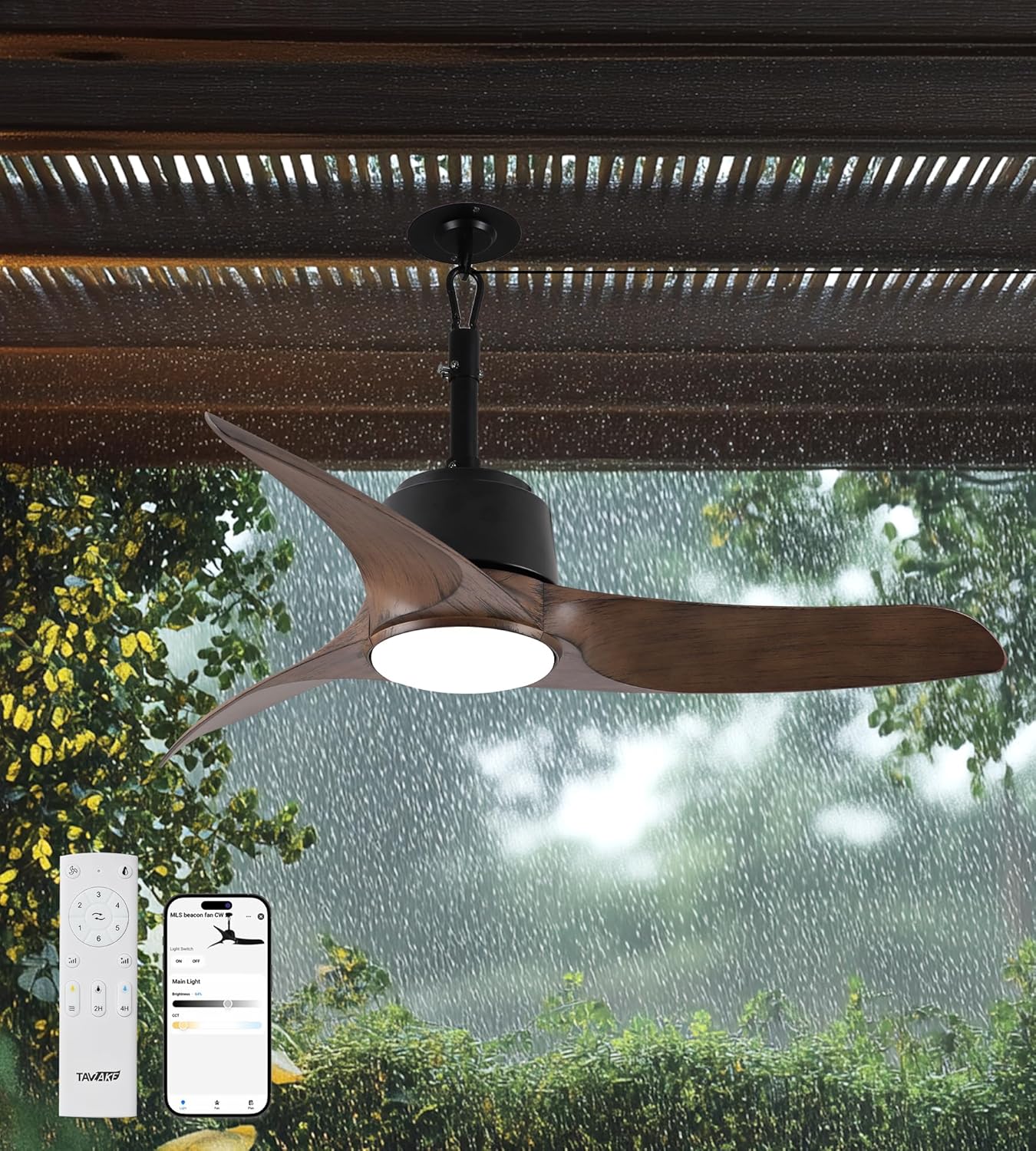 Ventilador de Techo Exterior 42" con Luz LED y Control Remoto – Motor DC Reversible IP66 🌧️🍃 - Imagen 7