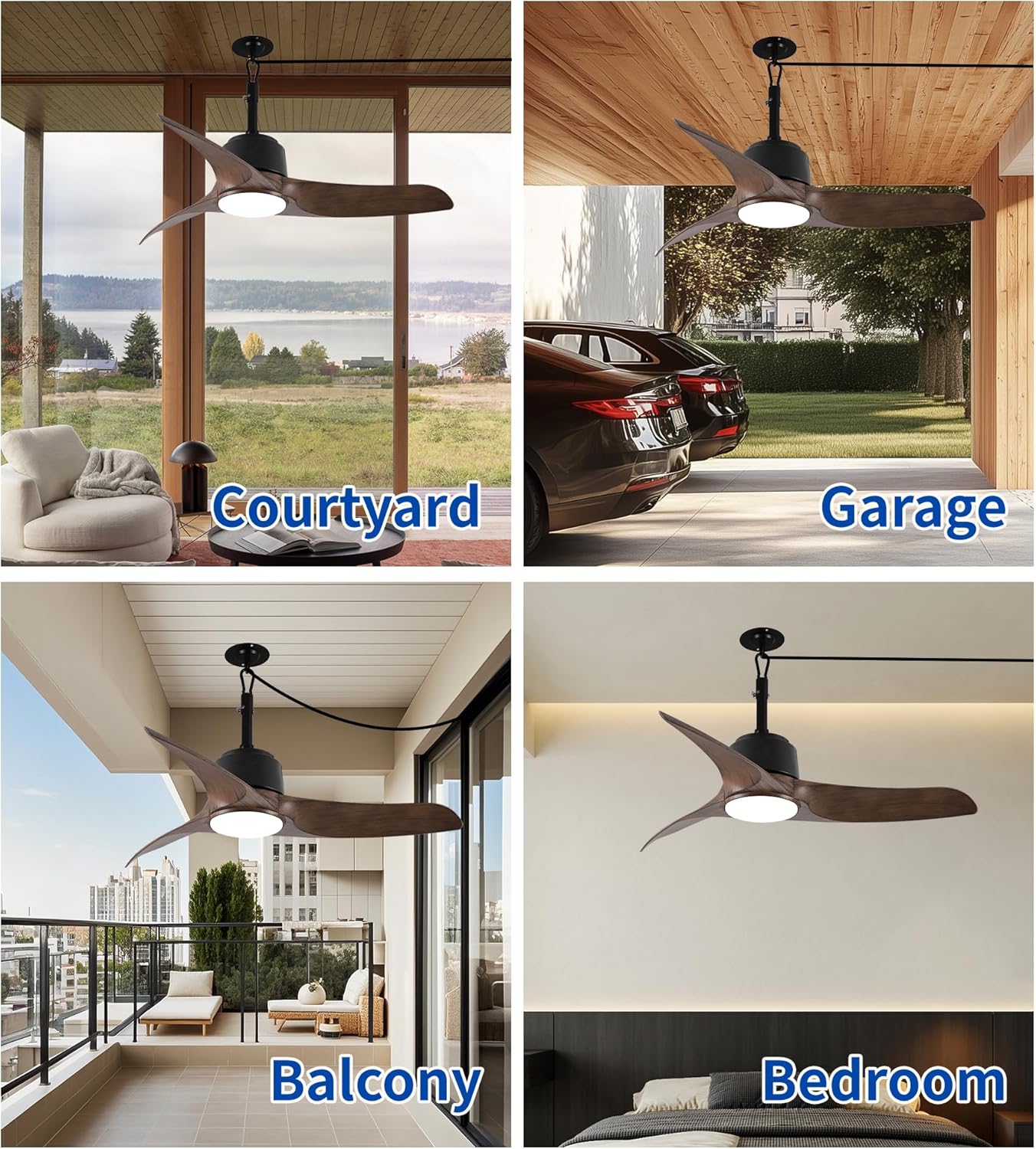 Ventilador de Techo Exterior 42" con Luz LED y Control Remoto – Motor DC Reversible IP66 🌧️🍃 - Imagen 8