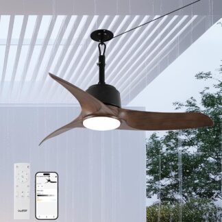 Ventilador de Techo Exterior 42" con Luz LED y Control Remoto – Motor DC Reversible IP66 🌧️🍃