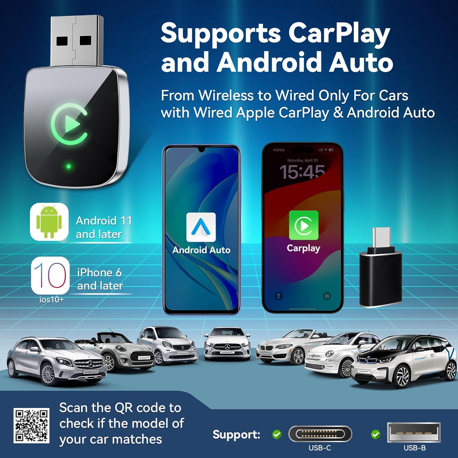 Adaptador inalámbrico 2 en 1 para CarPlay y Android Auto 🚗📱 - Imagen 3