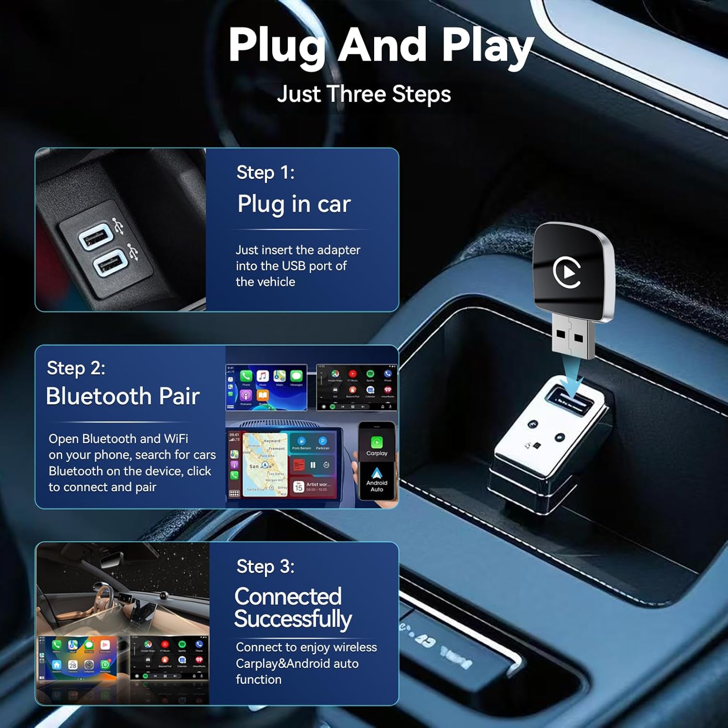 Adaptador inalámbrico 2 en 1 para CarPlay y Android Auto 🚗📱 - Imagen 4