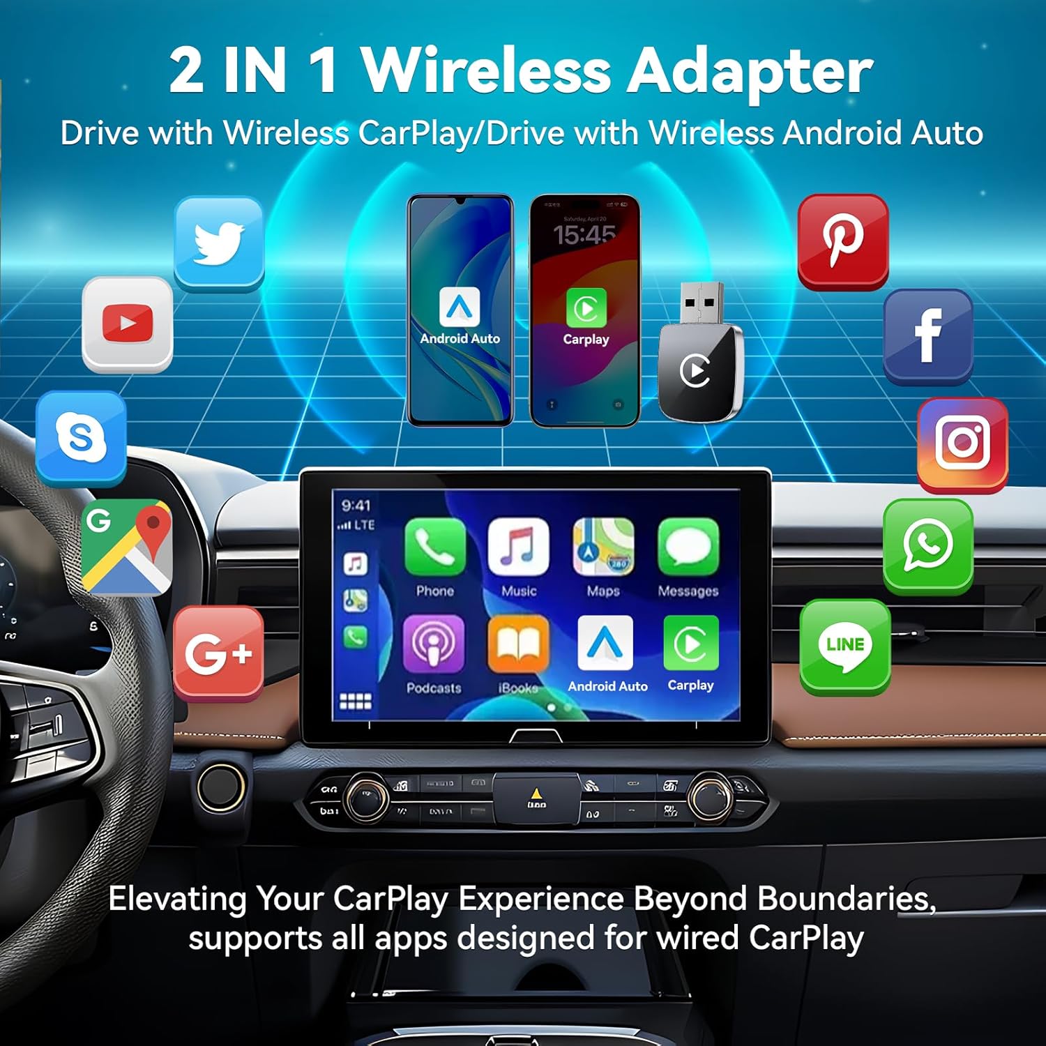 Adaptador inalámbrico 2 en 1 para CarPlay y Android Auto 🚗📱 - Imagen 7