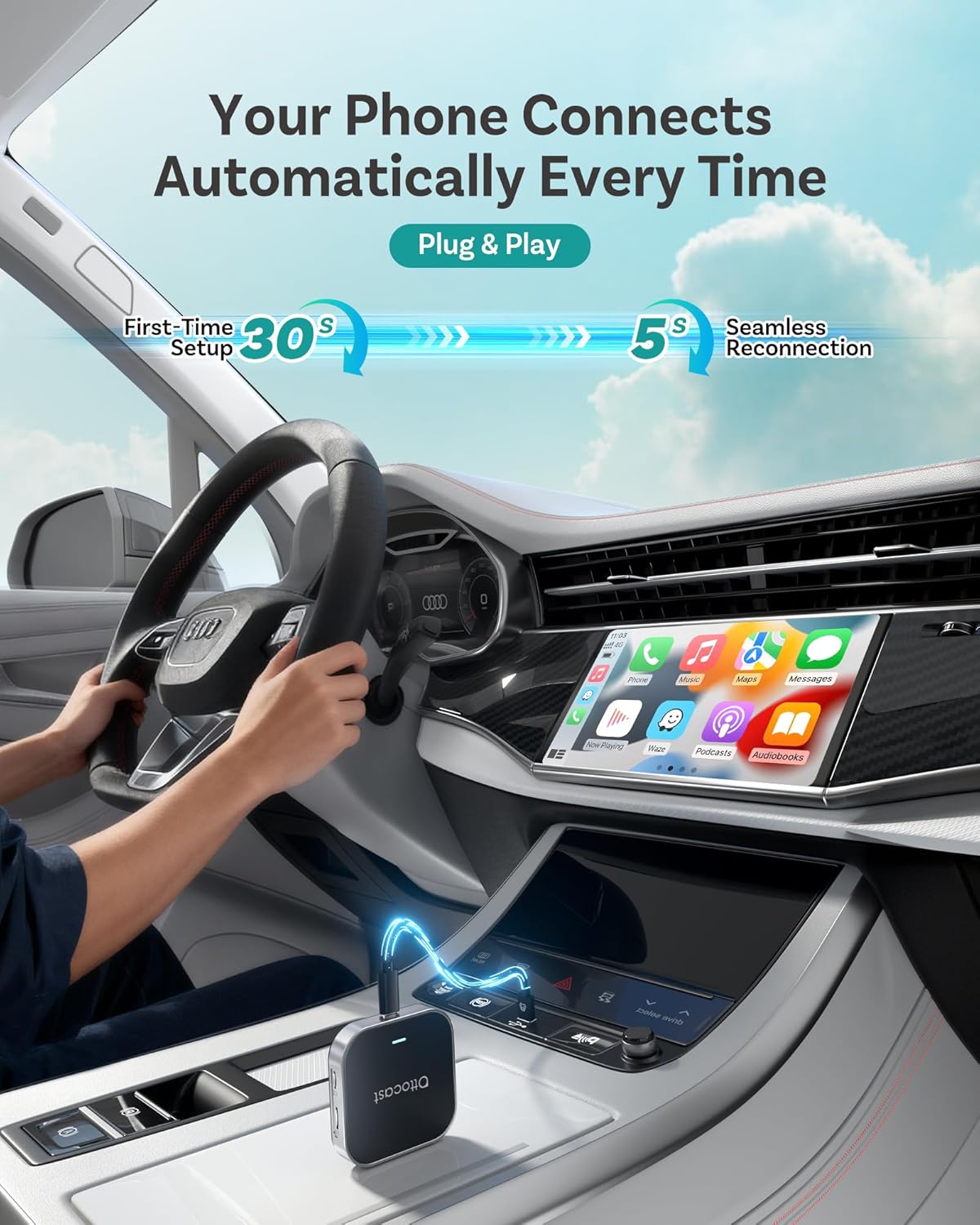 Adaptador Ottocast Magic Box E2 para CarPlay y Android Auto inalámbrico con YouTube, Netflix y TikTok+ 🚗📺 - Imagen 2