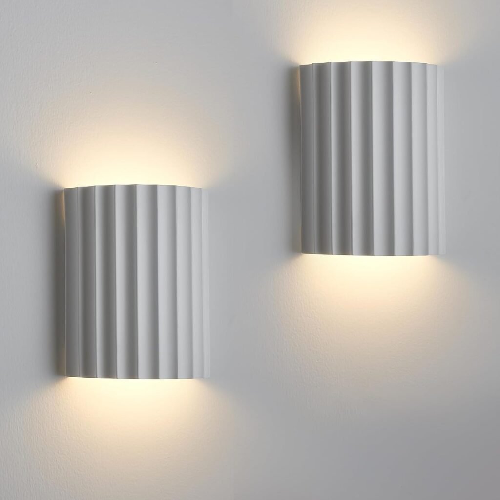 Aplique mural moderno de yeso blanco con luz LED doble (set de 2) 💡✨