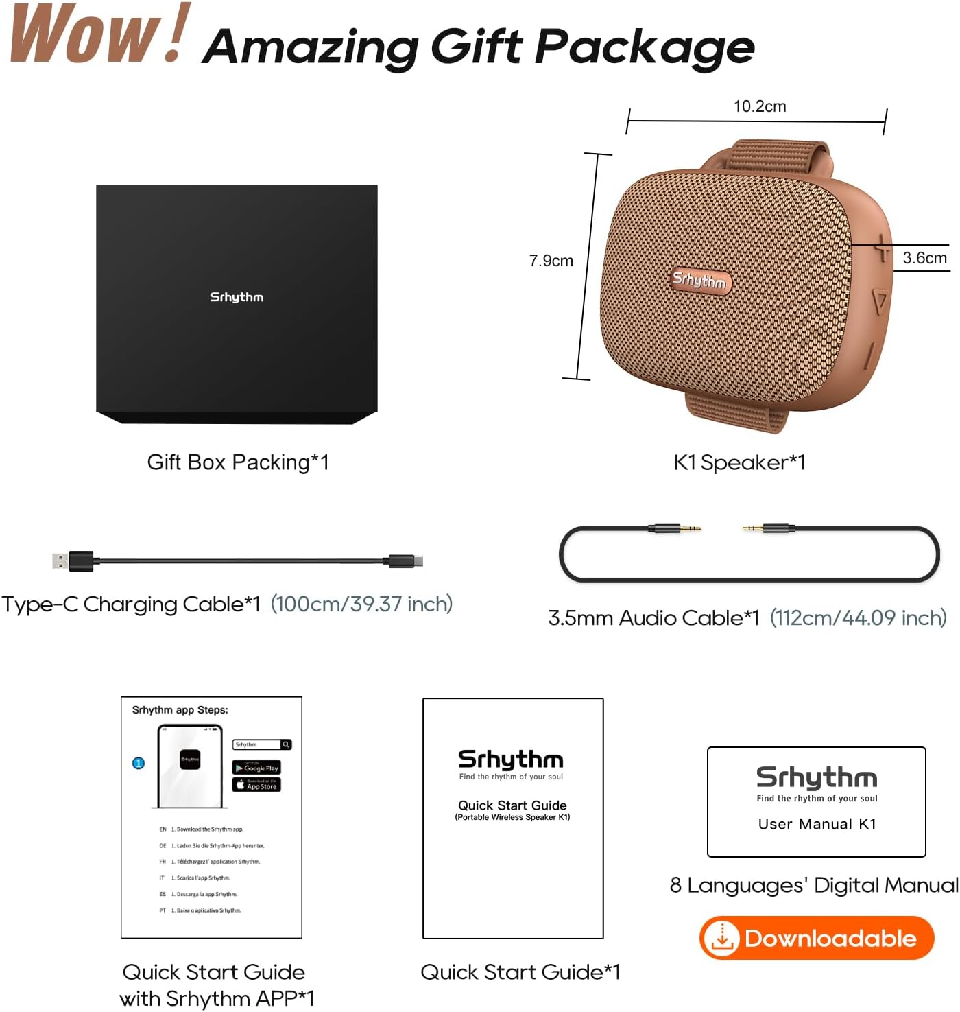 Bocina Portátil Srhythm K1 Bluetooth 6.0 – Sumergible, Compacta y Potente 🔊🚴♂️ - Imagen 8