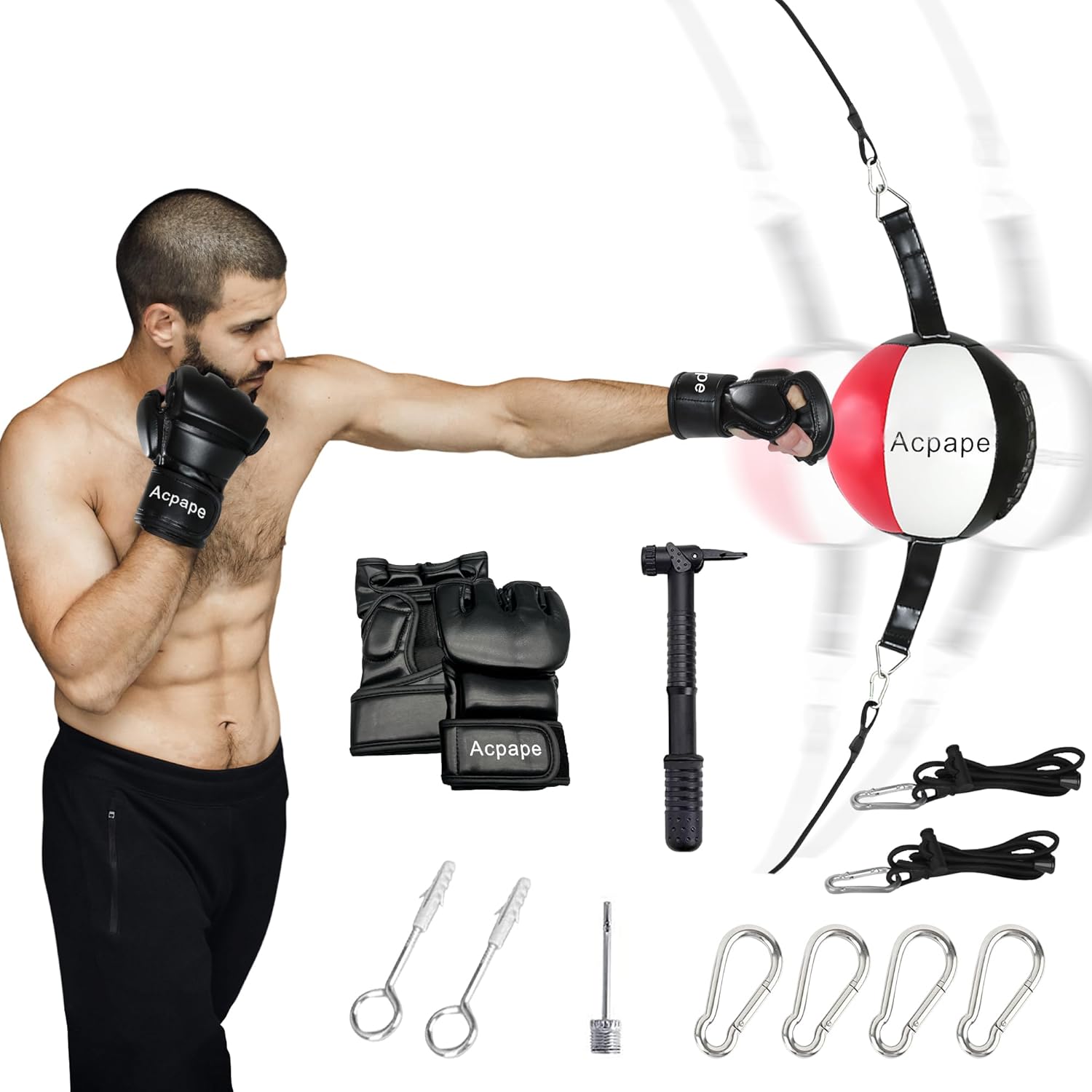 Bolsa de Boxeo Acpape Doble Extremo con Guantes para Entrenamiento de Velocidad y Reflejos