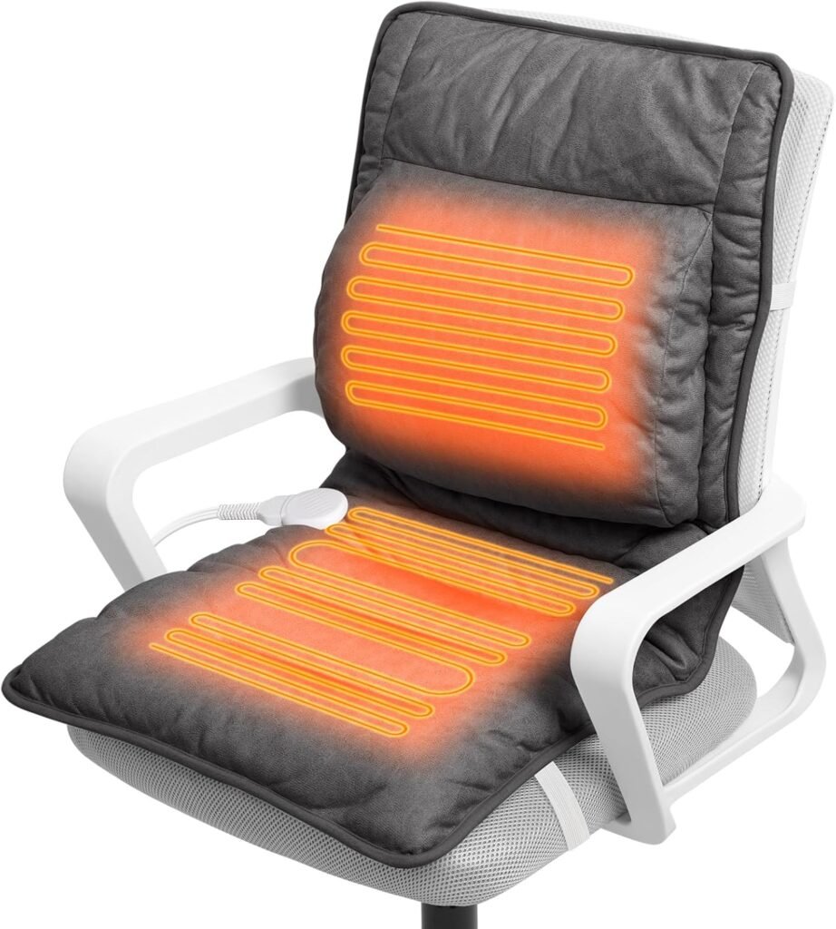 Cojín Térmico Ergonómico para Silla 💺 Soporte Lumbar y Calor Ajustable