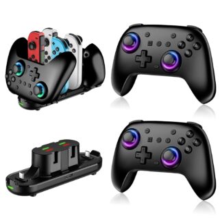 Controles Inalámbricos RGB para Nintendo Switch (2 unidades) con Base de Carga 🎮✨