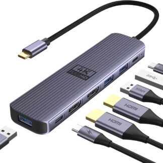 Docking Station USB-C 7-en-1 con HDMI Dual 4K, 100W PD, USB 3.0 y más ⚡🖥️