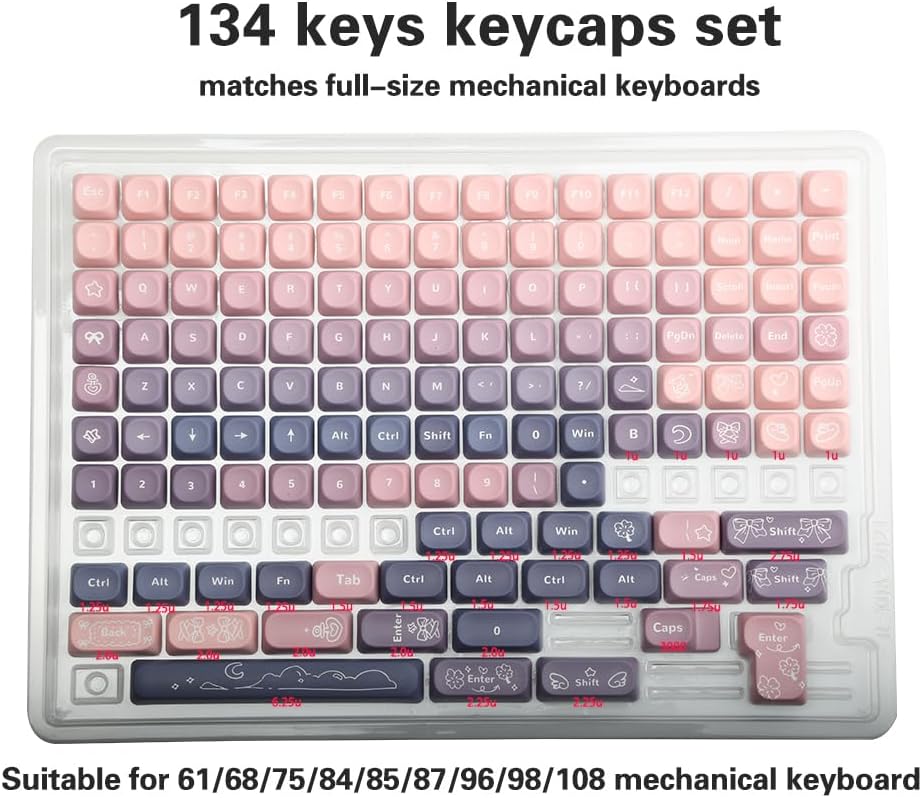 Set de Keycaps Sakura Sweetheart 134 teclas MOA Profile 🌸💜 - Imagen 5