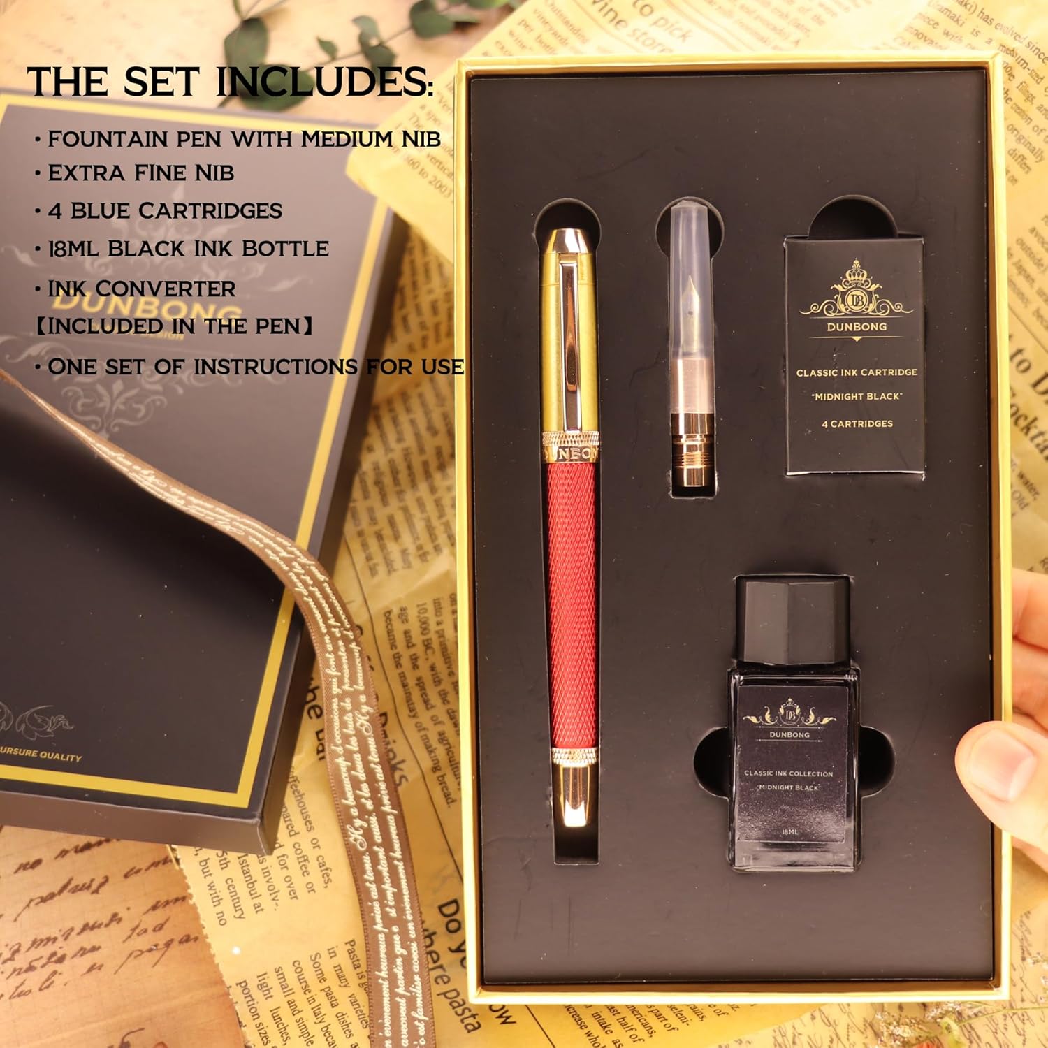 Pluma Estilográfica de Lujo DUNBONG con Estuche, Dos Plumillas y Tinta Incluida 🖋️🎁✨ - Imagen 5