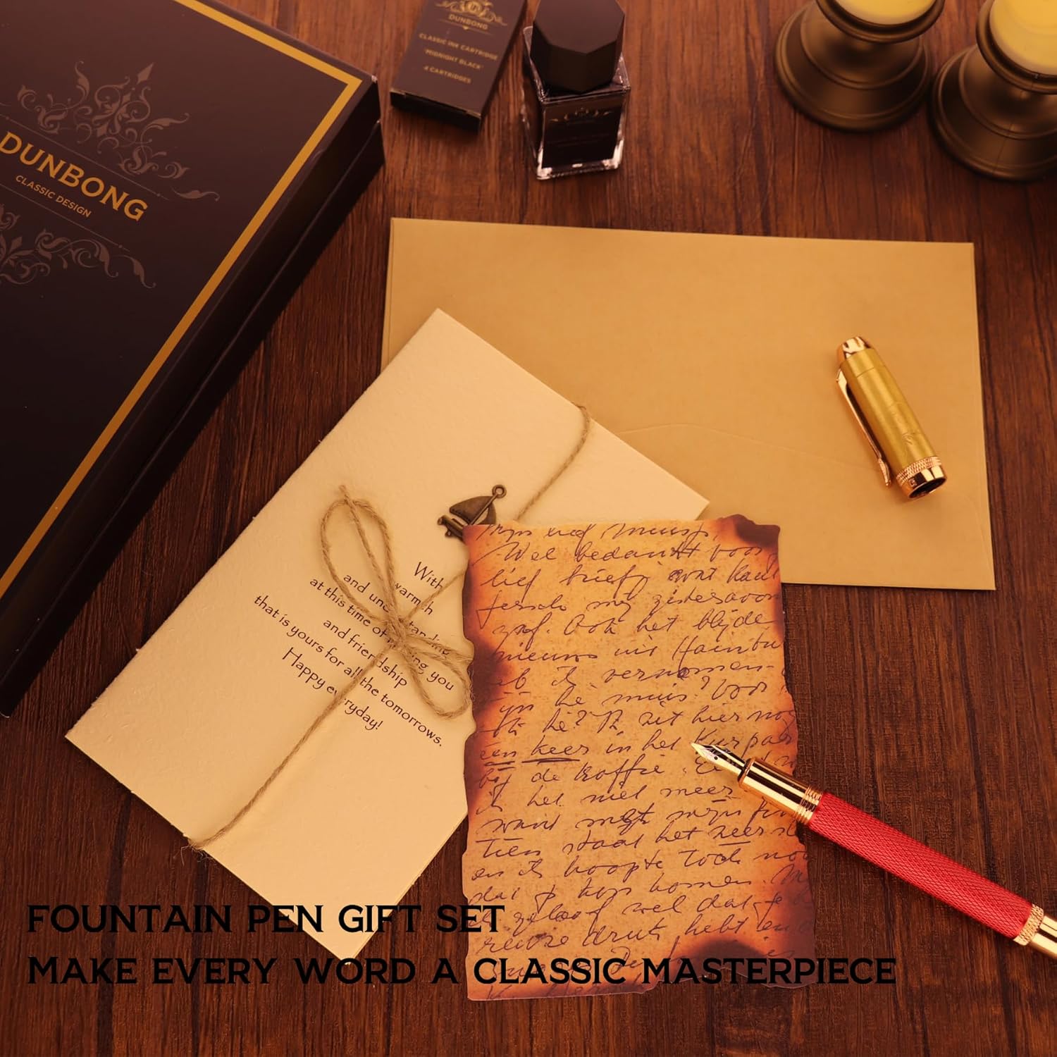 Pluma Estilográfica de Lujo DUNBONG con Estuche, Dos Plumillas y Tinta Incluida 🖋️🎁✨ - Imagen 8