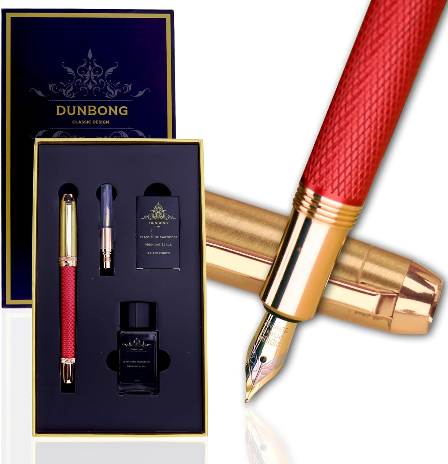 Pluma Estilográfica de Lujo DUNBONG con Estuche, Dos Plumillas y Tinta Incluida 🖋️🎁✨