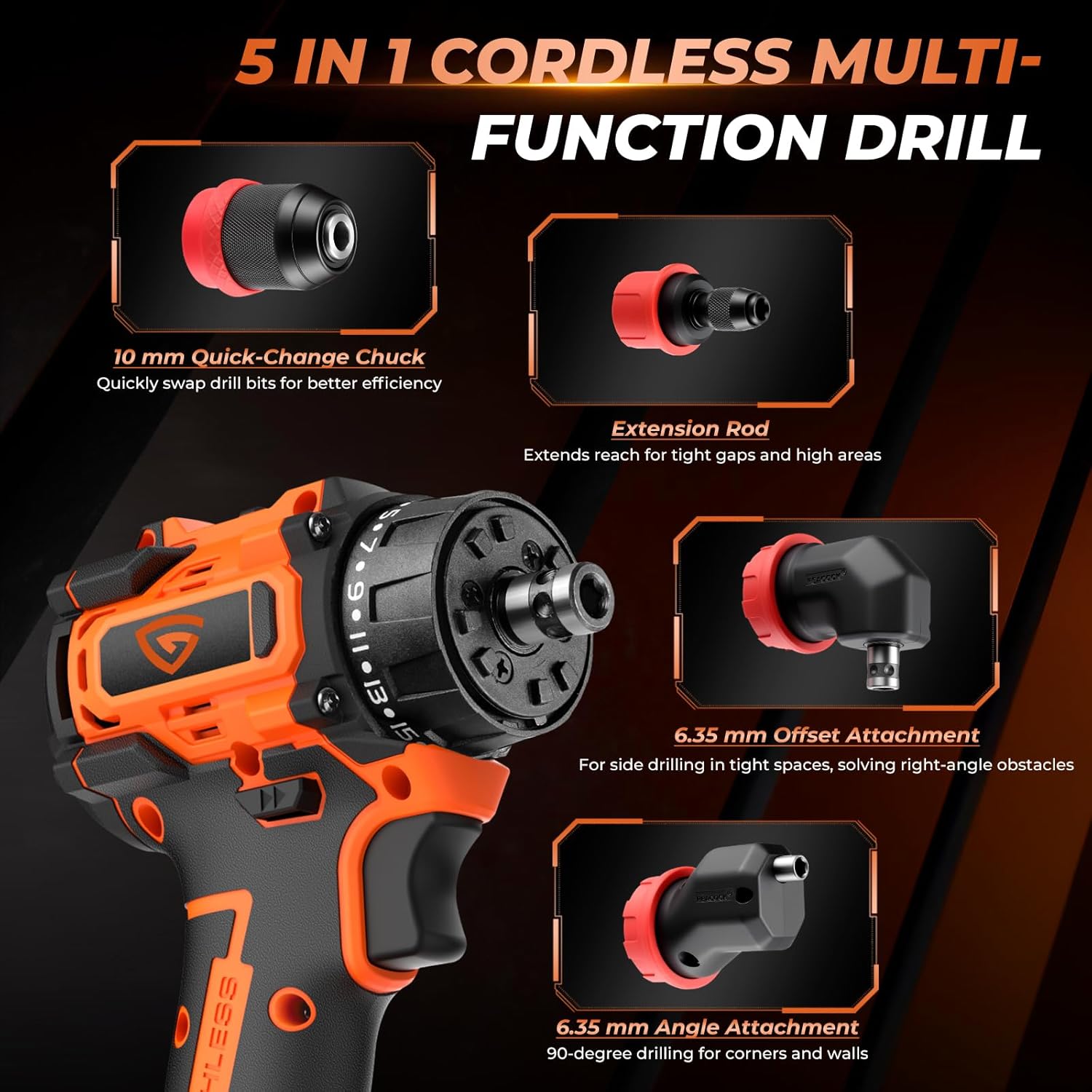 Taladro inalámbrico 21V 5-en-1 con 2 baterías 🔧🔋 - Imagen 4