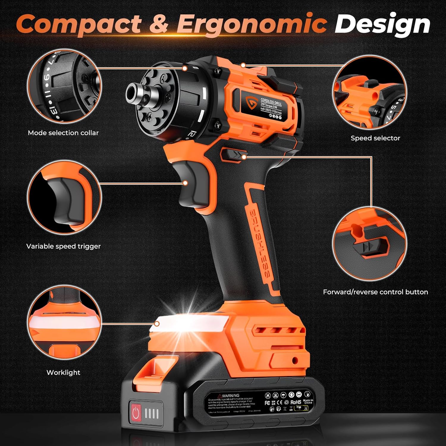 Taladro inalámbrico 21V 5-en-1 con 2 baterías 🔧🔋 - Imagen 7