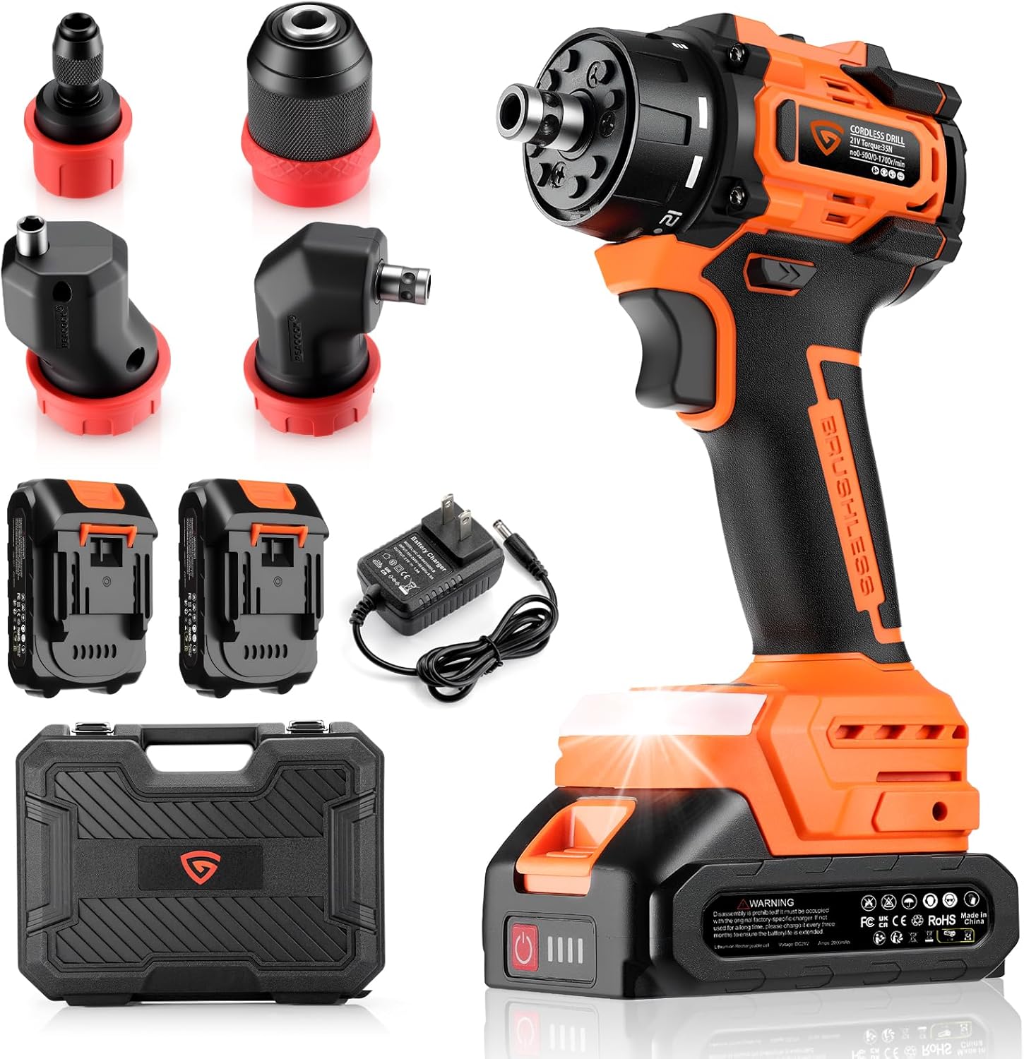 Taladro inalámbrico 21V 5-en-1 con 2 baterías 🔧🔋