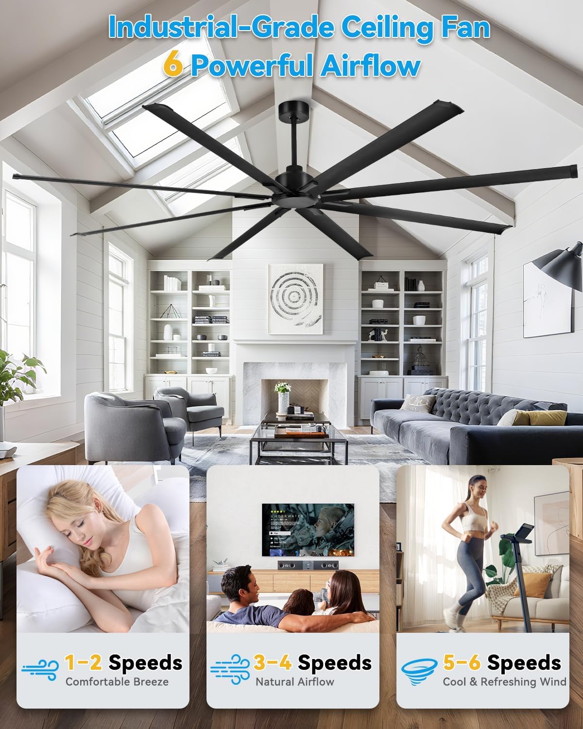 Ventilador de Techo Industrial 96 pulgadas (244 cm) con Control Remoto y Motor Reversible ⚙️🌀 - Imagen 5