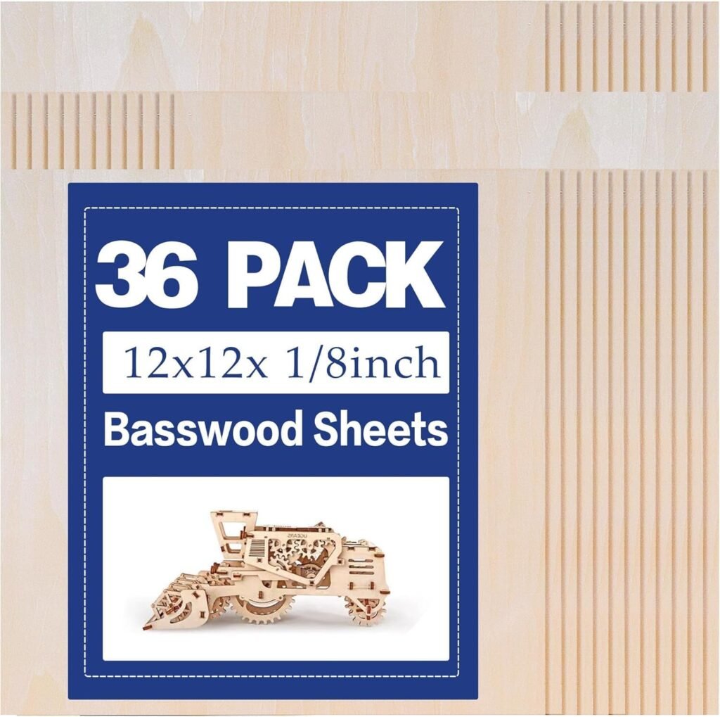 36 Láminas de Madera de Tilo 30x30 cm 3 mm para Manualidades y Corte Láser 🎨🪵