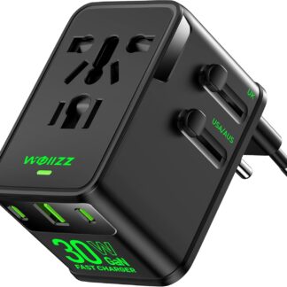 Adaptador de Viaje Universal 🌍 30W GaN Compacto con 4 Puertos (2 USB-C + 1 USB-A + 1 AC)