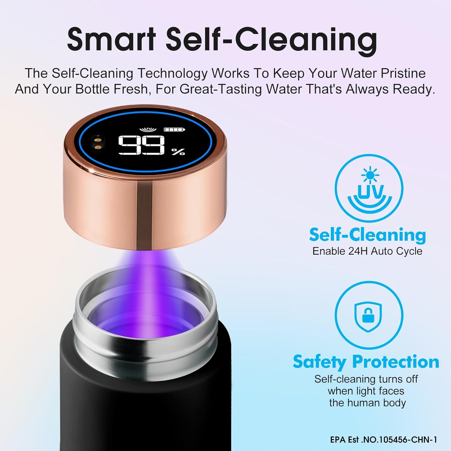 Botella Inteligente Vsitoo Auto-Limpiante 💧 con Pantalla LED y Batería 30 Días - Imagen 5