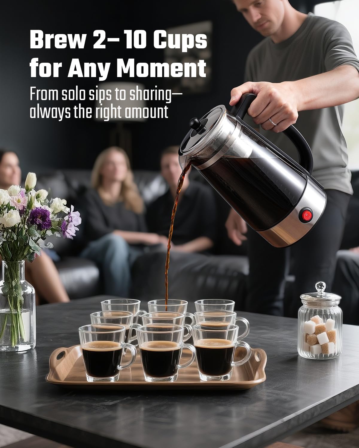 Cafetera Percoladora Eléctrica 10 Tazas de Vidrio y Acero Inoxidable ☕ - Imagen 7