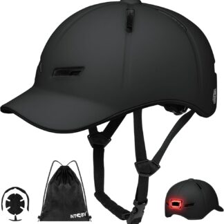 Casco 🚴♂️ con Luz Trasera Recargable y Forros Lavables – Estilo Gorra