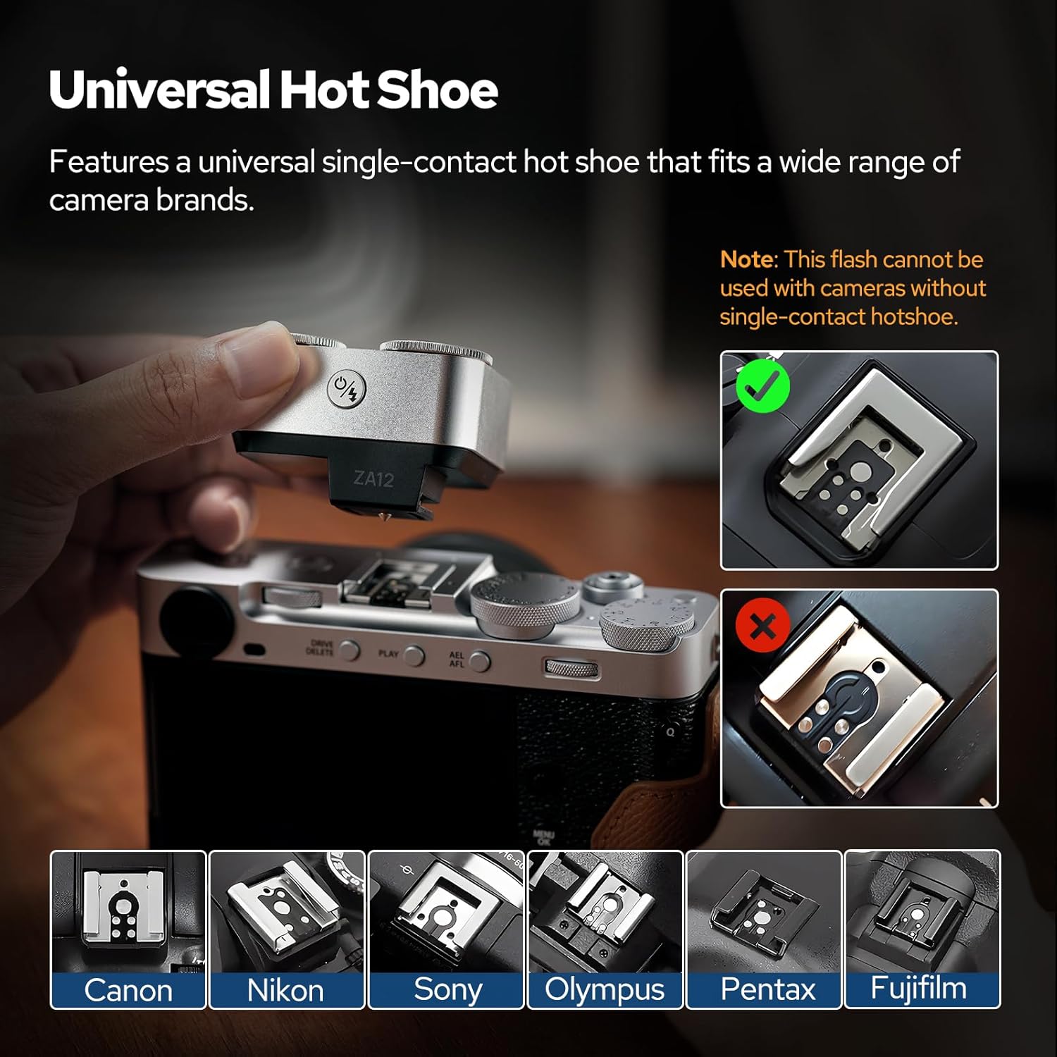 Flash Retro Mini para Cámara ZA-12 con 7 Niveles de Potencia - Imagen 2