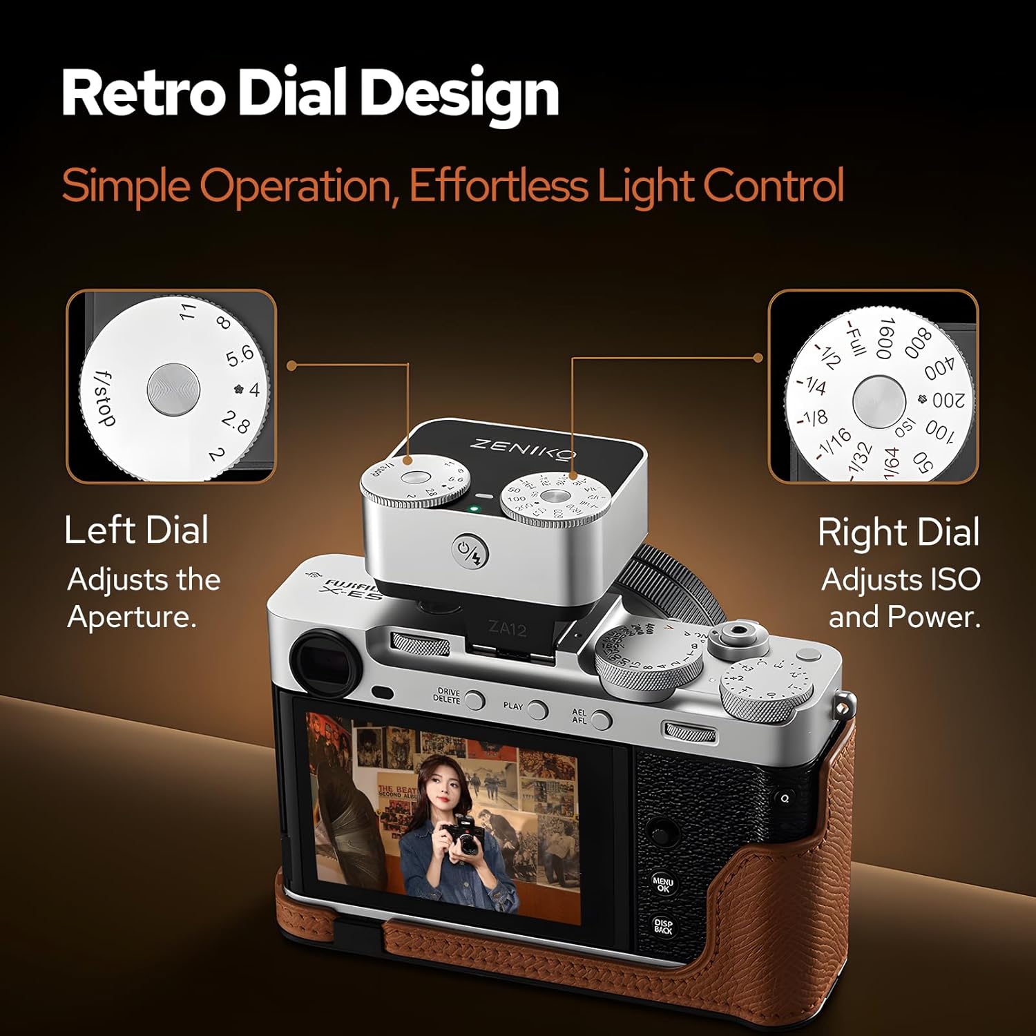 Flash Retro Mini para Cámara ZA-12 con 7 Niveles de Potencia - Imagen 3