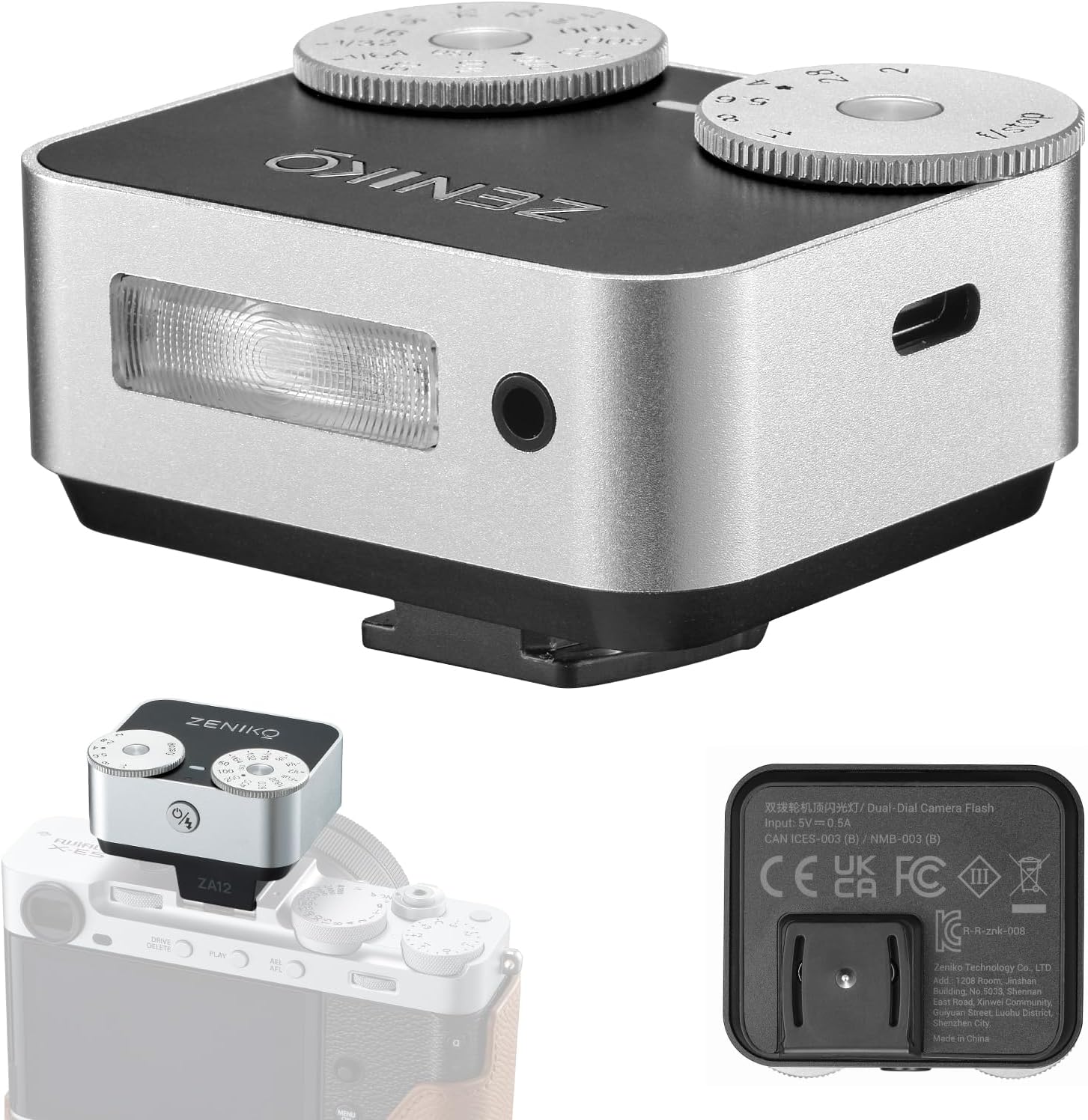 Flash Retro Mini para Cámara ZA-12 con 7 Niveles de Potencia