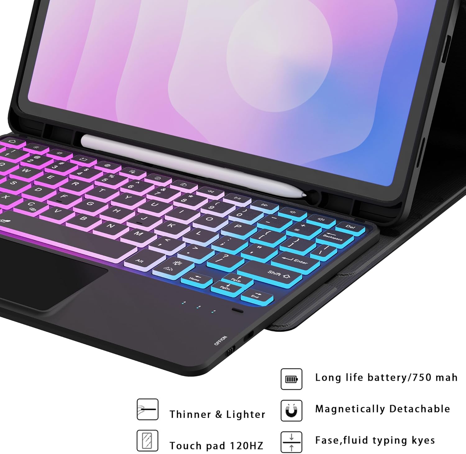 Funda con teclado retroiluminado para Galaxy Tab S11 11 pulgadas con touchpad y soporte 🌈💻 - Imagen 5