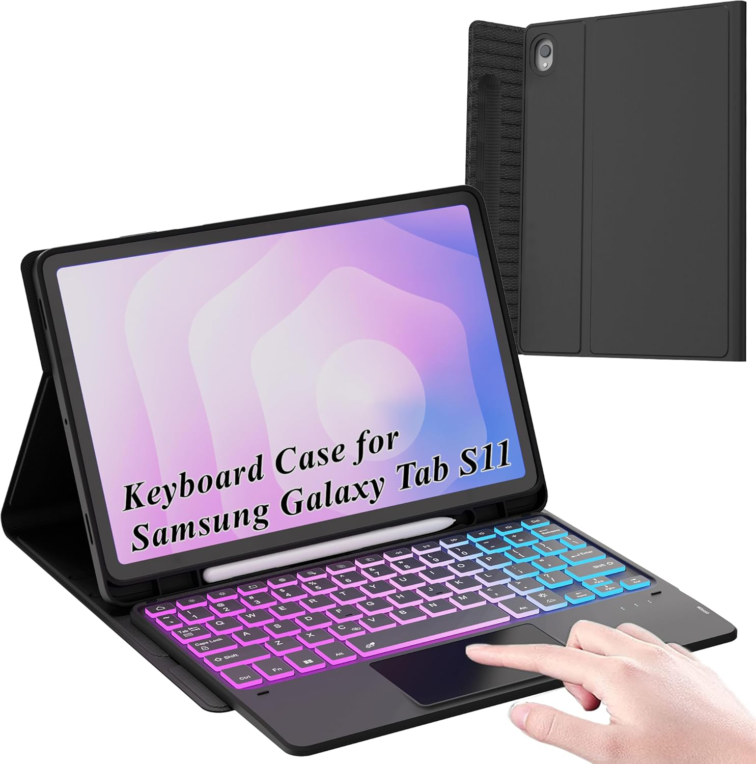Funda con teclado retroiluminado para Galaxy Tab S11 11 pulgadas con touchpad y soporte 🌈💻