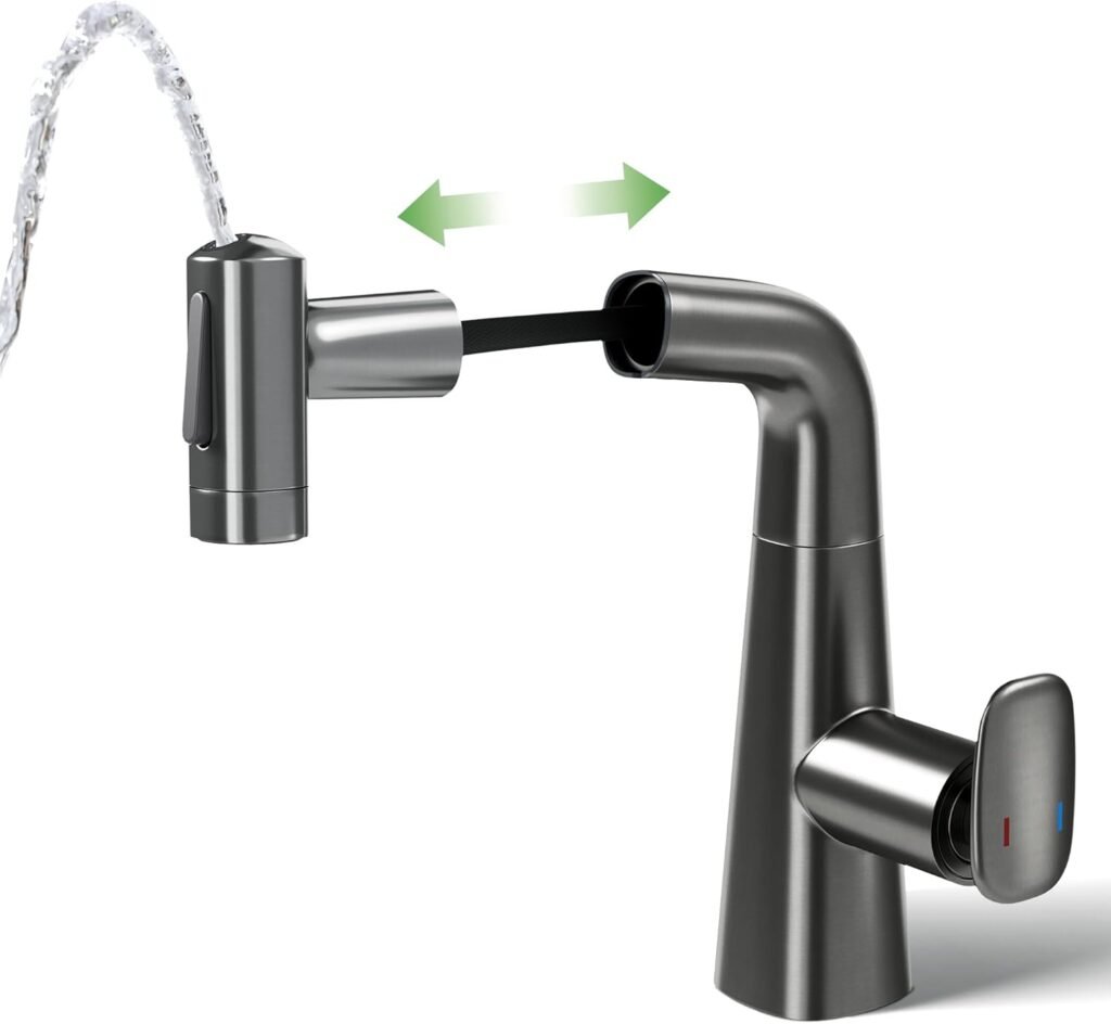 Grifo para Lavatrastos 3-en-1 con Rociador Extensible, Enjuague hacia Arriba y Giro 360°