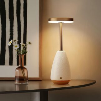 Lámpara de mesa recargable táctil de cerámica blanca 💡🔋