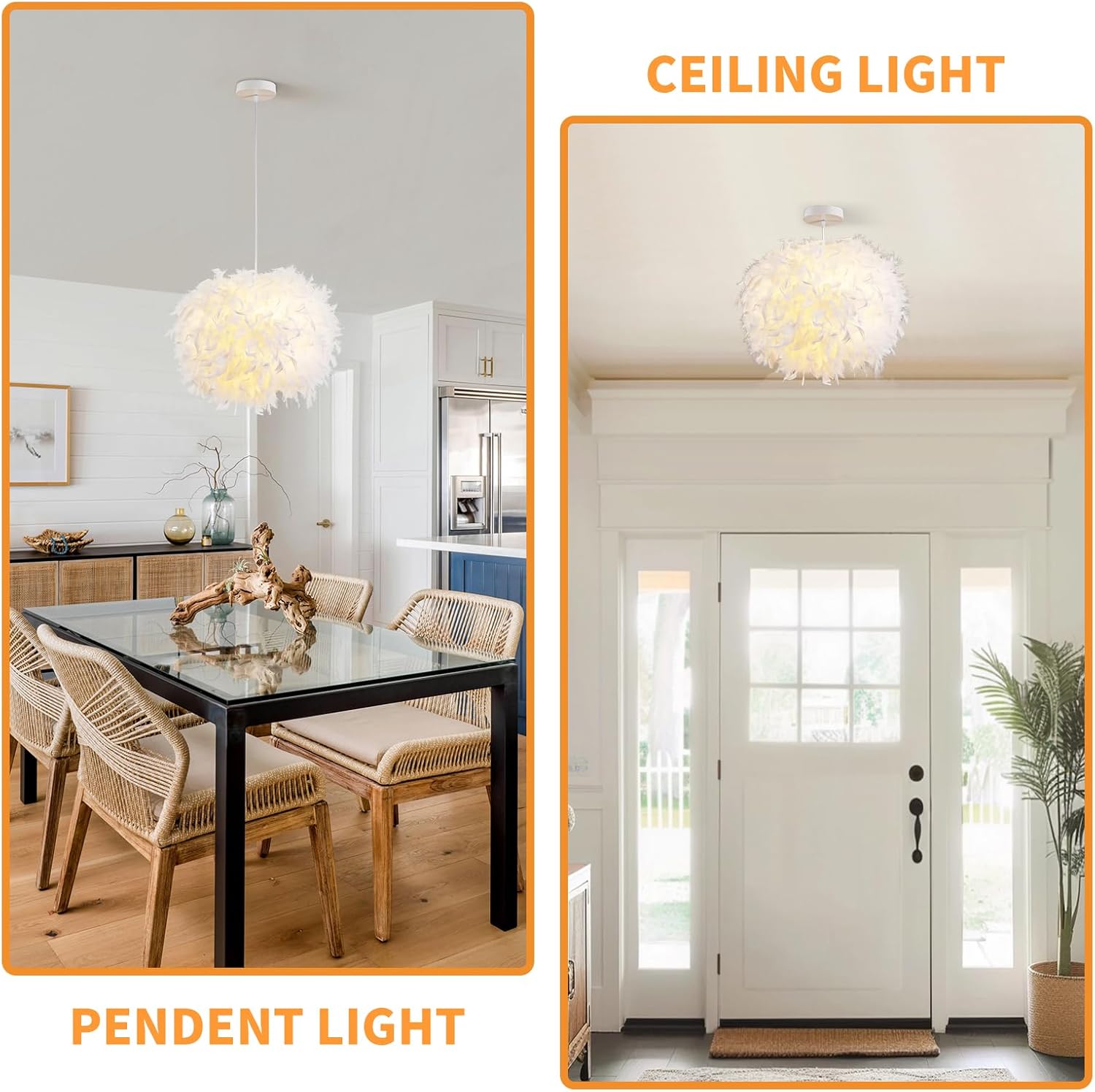 Lámpara Colgante Blanca de Plumas NZV 40 cm 💡 - Imagen 6