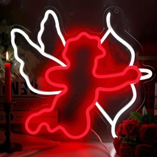 Letrero LED Cupido con flecha roja y blanca ❤️💘