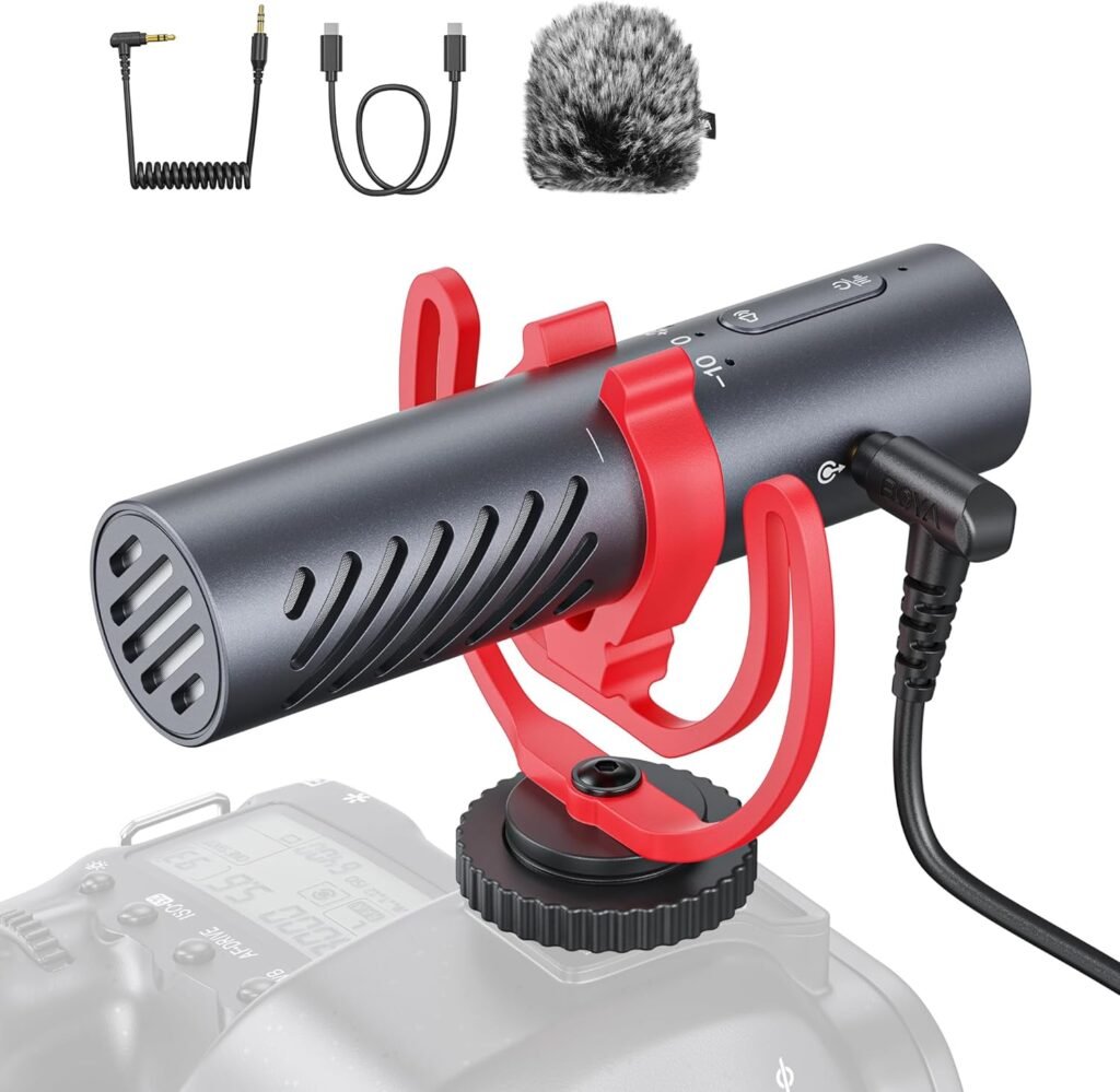Micrófono Shotgun BOYA BY-MM1 AI con Cancelación de Ruido y Salida USB-C/3.5mm