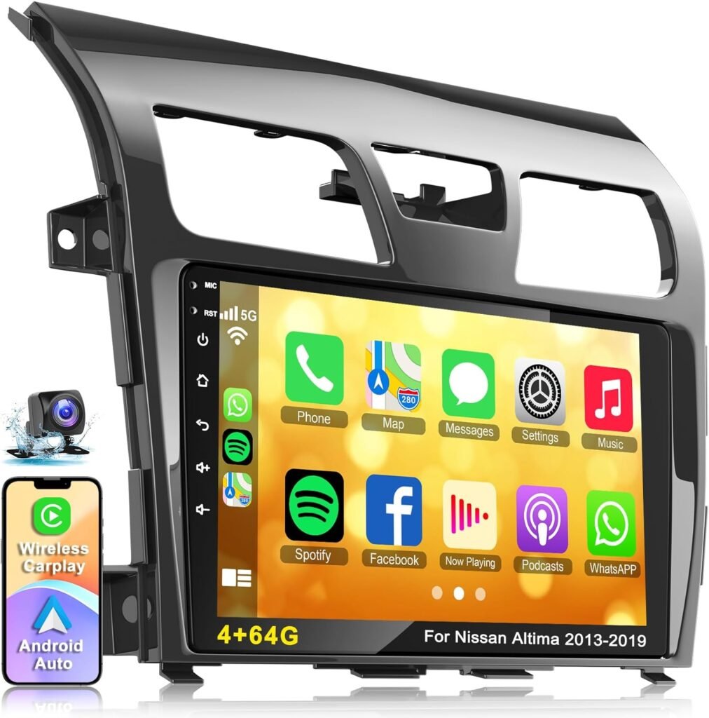 Pantalla Android 10 pulgadas para Nissan Altima 2013-2015 con CarPlay inalámbrico y cámara de retroceso 🚗📱