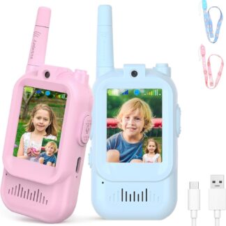 Walkie Talkies con Video para Niños Recargables 2 Pack Azul/Rosa 🎥📡